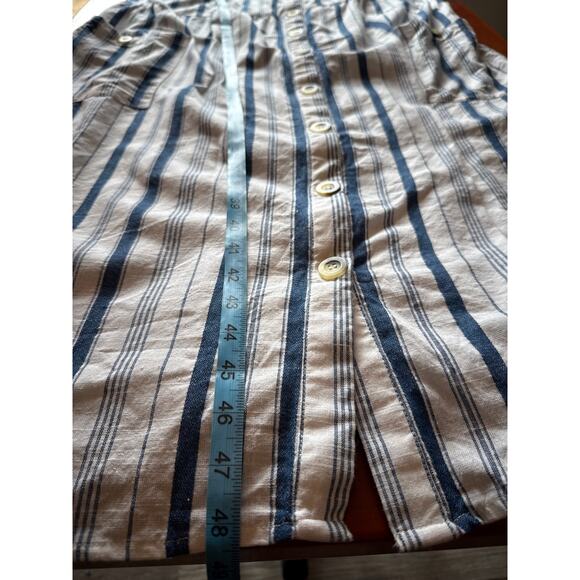 Mlle Gabrielle Cotton Midi Dress 3X Blue White Stripe Sleeveless - Picture 4 of 7